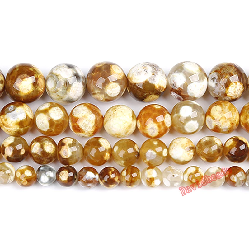 

Free Shipping 15" Strand Natural Stone smooth Yellow Fire Agat Round Beads 6 8 10 12MM Pick Color For Jewelry