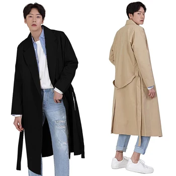 

Trench Coat Classic Young Men's Single Trench Coat Masculino Male Clothing Long Jackets & Coats Japan Korea Style Overcoat