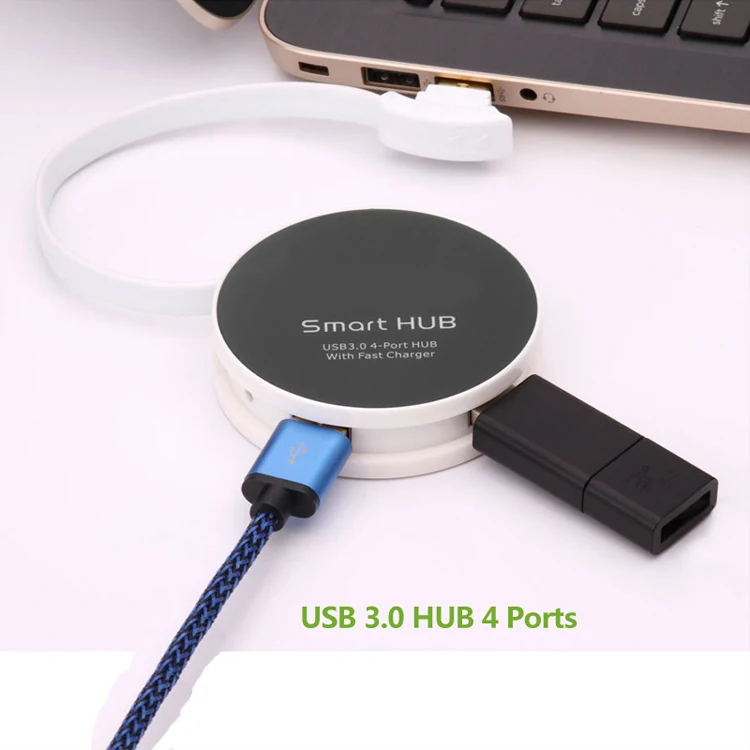 ULT-BEST USB 3,0 Hub 4 Порты и разъёмы 4-Порты и разъёмы USB 3 вцв Портативный концентраторы супер Скорость USB разветвитель Кабель круглый дизайн для ноутбука Macbook