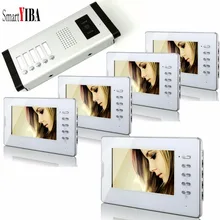 SmartYIBA Outdoor Security IR Camera 7″ Video Intercom Doorbell Kit For 5Units HouseHolds Apartments Digital Peephole Viewer