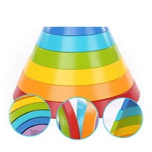 

7Pcs/Lot Colorful Wood Rainbow Building Blocks Toys Wooden Blocks Circle Set Baby Colour Sort Play Game Toy Montessori XWJ324-