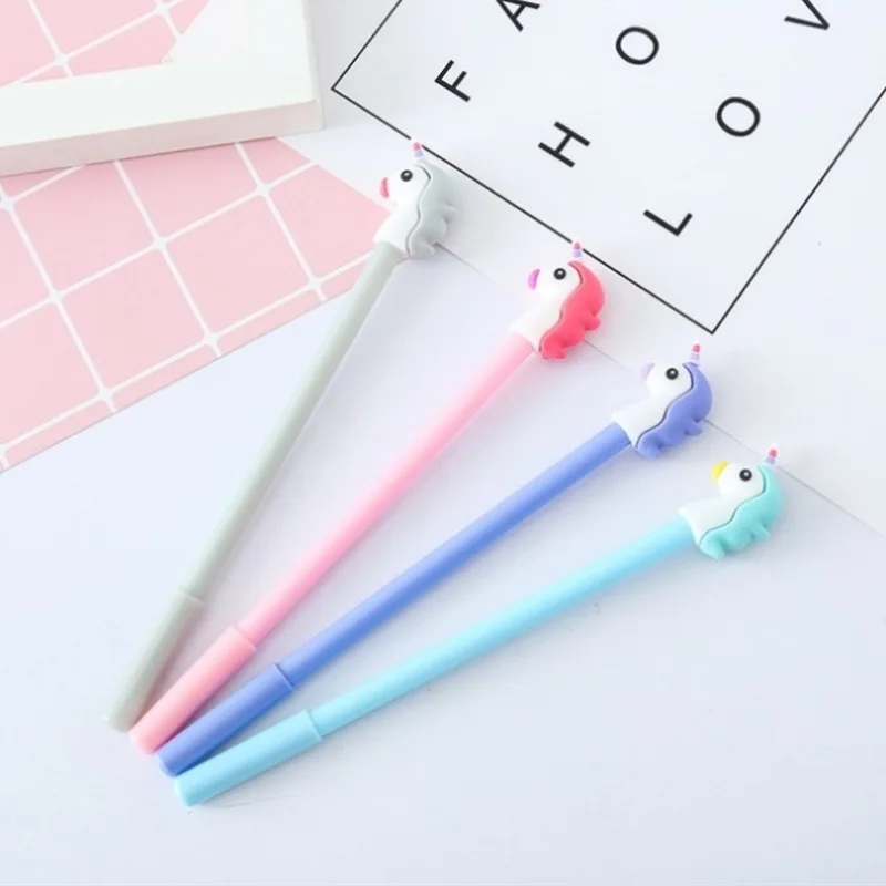 

Baby Shower Favors Wedding Gifts Cartoon Unicorn Black Gel Ink Pen Signature Pen Back To School Office Supply Cute Kids Gift,Q