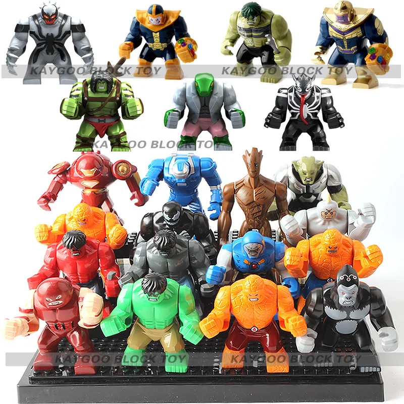 

Single Sale Avengers Super Heroes Large big Thanos Stones Hulk Venom Building Blocks Toys for children brinquedos menino