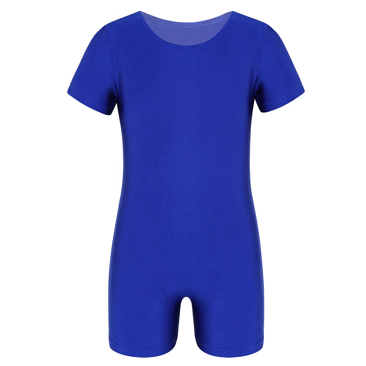 Детская одежда для мальчиков и девочек Рубашка с короткими рукавами однотонные Цвет эластичные балетные и гимнастические комбинезон-трико комбинезон - Цвет: Blue