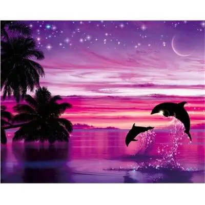 

5D DIY Diamond Painting Animal Dolphin diamond embroidery Marine landscape wedding decoration Full drilling Round drill