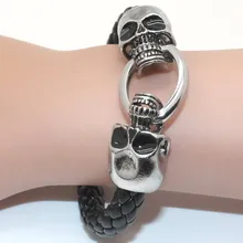 Кожа тибетский серебряный мужской титановый браслет модные мужские винтажные аксессуары Parataxis браслет с черепом, мужской ювелирный
