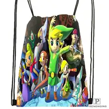 Изготовленная на заказ походная сумка на шнурке Legend Of Zelda, милый рюкзак для детей(черная спинка), 31x40 см#20180611-02-55