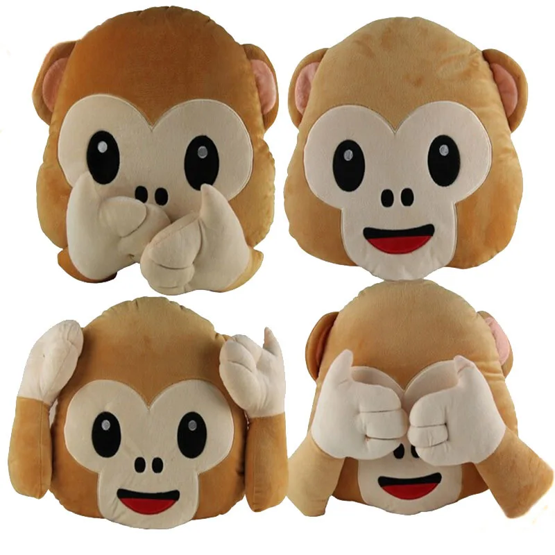 New Coming 4PCS/LOT Whats app Emoji Monkey Pillows Cushions Plush Toys