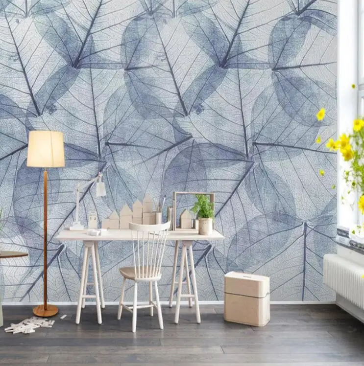 

Custom Mural Wallpaper 3D Nordic Leaf Veins Wallpaper Living Room Bedroom Non-woven Waterproof Wall Decorative Wall Paper Roll