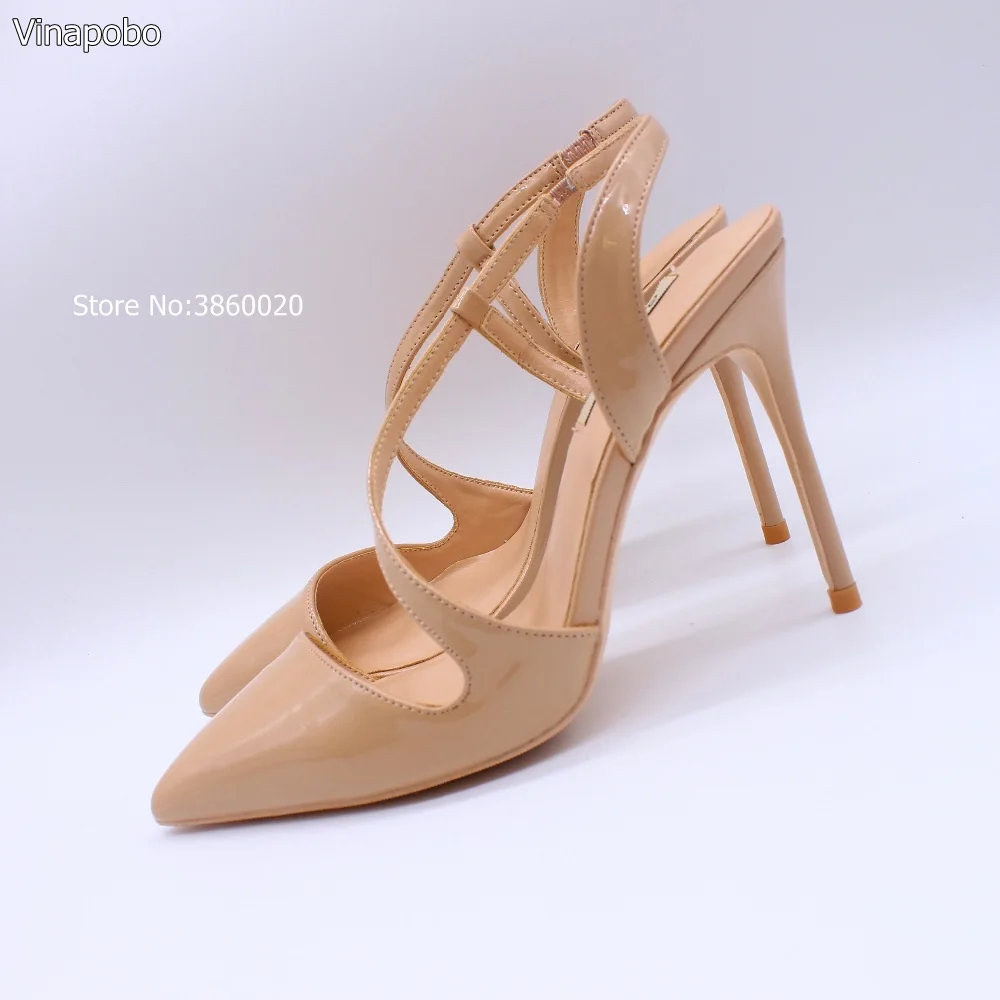 1Free-shipping-fashion-women-Pumps-lady-Nude-patent-leather-S-strappy-slingback-Pointy-toe-high-heels (3)