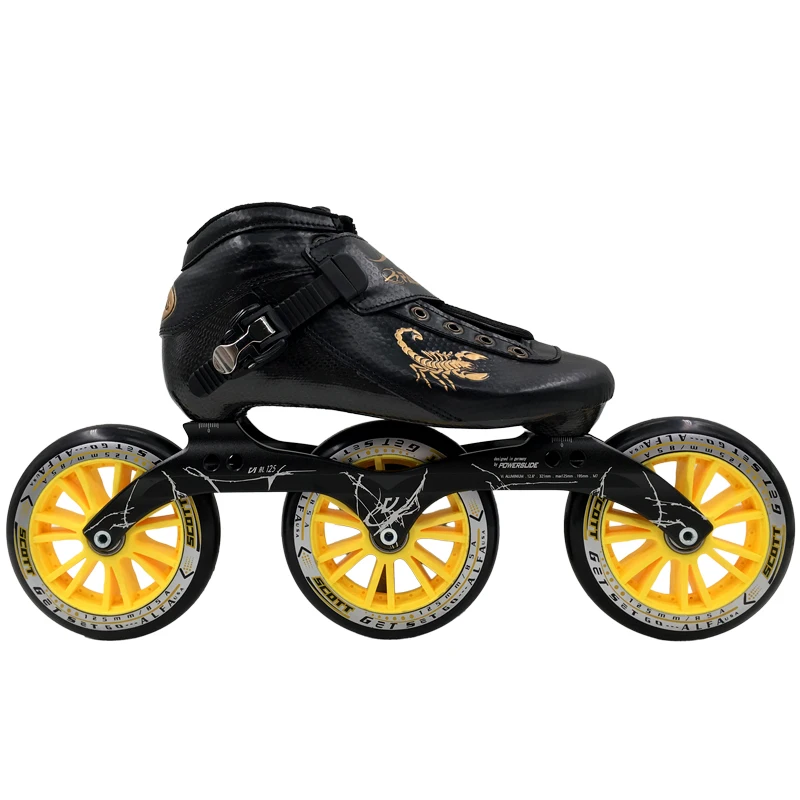 PASENDI ألياف الكربون المهنية البالغين سرعة أحذية تزلج زلاجات دوارة النساء/الرجال مضمنة أحذية التزلج كبيرة 3 عجلات جولة كعكة