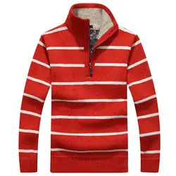 Мужской осень-зима брендовый свитер Для мужчин S теплая водолазка в полоску хлопок и Шерсть свитера Для мужчин Повседневный пуловер