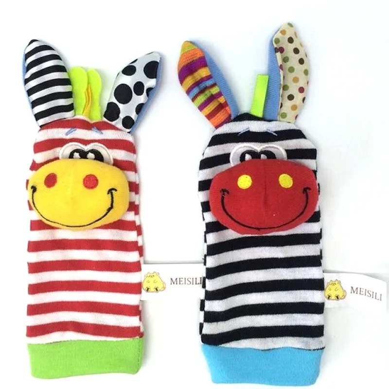 Baby Socks Rattle Toys New Garden Bug Wrist Rattle Foot Socks Multicolor 2pcs Waist+2pcs Socks=4pcs/lot Meias Free Shipping