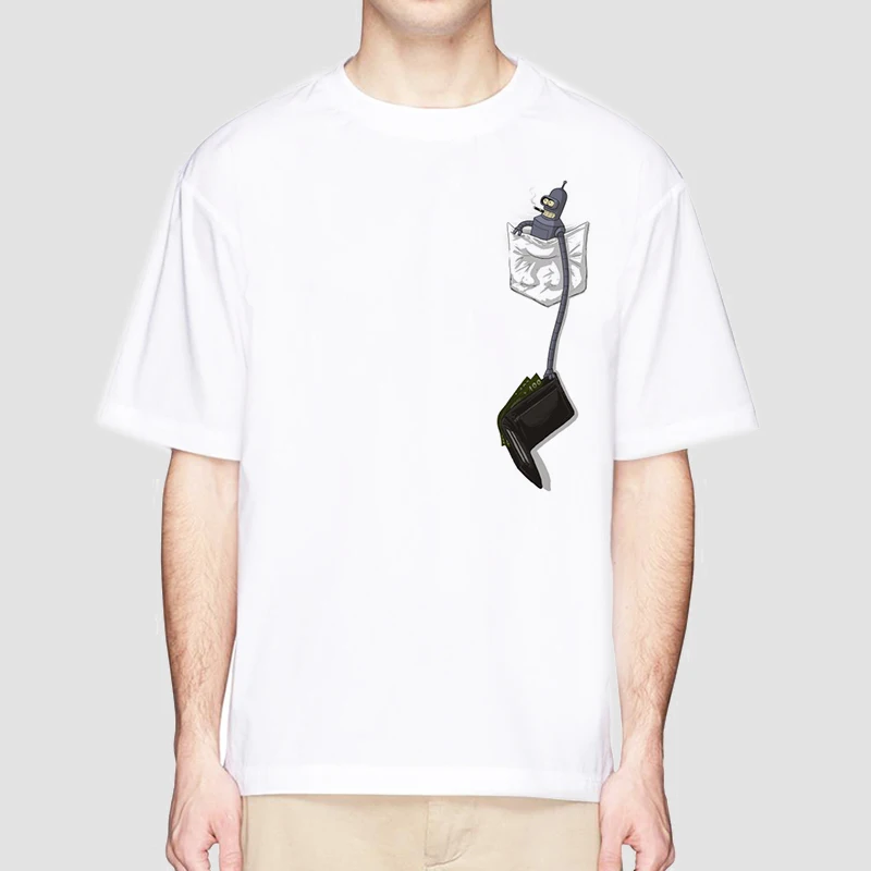 

2018 Bender T Shirt Men Summer Print T-Shirt Boy Short Sleeve High Quality Tshirt White Color Fashion Top Tees Shirt