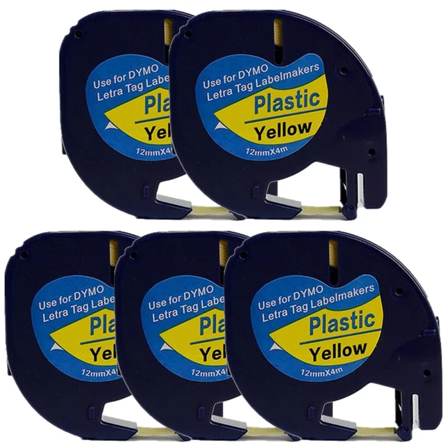 Best Price 5 pcs Dymo plastic LT label tape 91202 DYMO LetraTag Label Tape DYMO label printer 12mm*4m black on yellow Best Price 5 pcs Dymo plastic LT label tape 91202 DYMO LetraTag Label Tape DYMO label printer 12mm*4m black on yellow