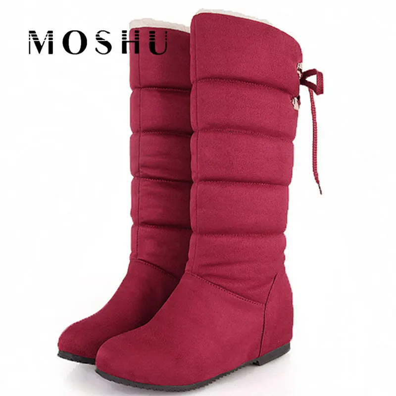 

Designer Women Snow Boots Female Winter Wedges High Boots Faux Suede Height Increasing Bottes Size 35-42