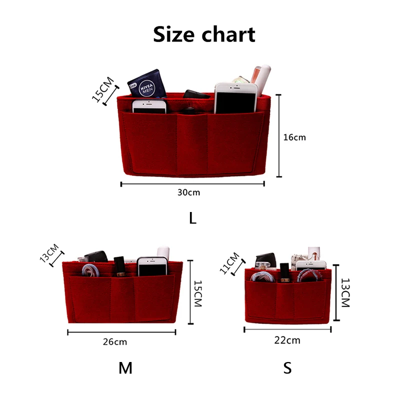 Брендовый органайзер для макияжа, войлочная сумка-вкладыш для сумочки, дорожный Внутренний кошелек, портативные косметички, подходит для мытья, косметичка