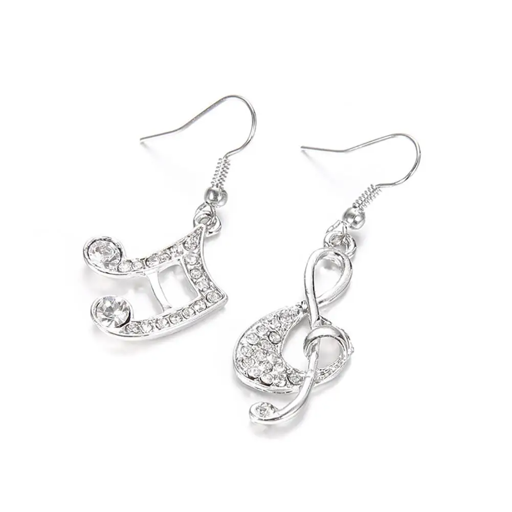

Women Music Note Treble Clef Rhinestone Dangle Hook Earring Jewelry Gift