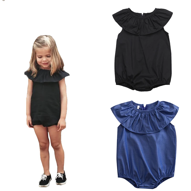 2017 Summer Kids Girls Solid Bodysuits Toddler Baby Girl Kids Ruffle