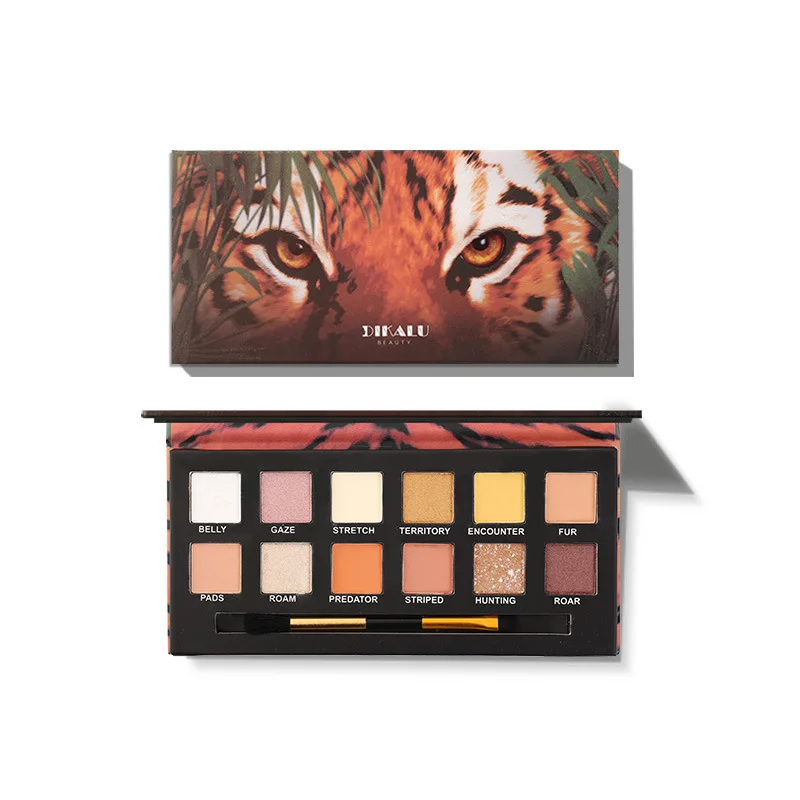 

2019 New Explorer 12 Color Animal Eyeshadow Palette Long Lasting Matte Shimmer Glitter Eye Shadow with Brush Nude Eyes Makeup