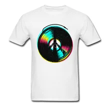 Colores y música 2018 Old Record Tee DJ Tops Hombres estilo Vintage ropa Hip Hop joven camiseta Peace Graphic camisetas blancas