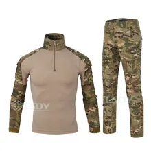 ESDY Открытый Охотничий комплект камуфляжной одежды для мужчин Военная Тактическая Боевая рубашка с длинным рукавом+ армейские брюки тактические костюмы