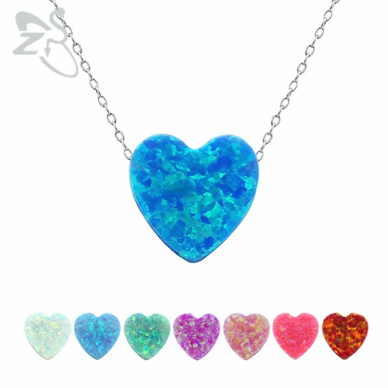 

Opal Pendant Necklace for Women Girls 925 Sterling Silver Chain Choker Necklaces 8 Colors Heart Pendants Necklace Women