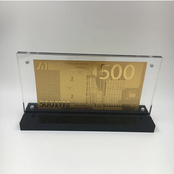 gold Euro500- frame PET материал евро 50 счетчик банкнот окунутый в 24 K золото для свадебные подарки для гостей деньги с симпатичной акриловой рамкой - Цвет: gold Euro500- frame