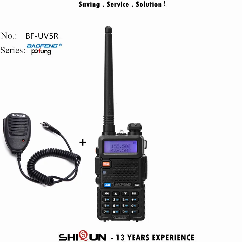 Baofeng UV-5R двухканальные рации двойной дисплей двухдиапазонный Baofeng UV5R портативный 5 Вт UHF VHF двухстороннее радио Pofung UV 5R КВ трансивер - Цвет: Black Plus Mic