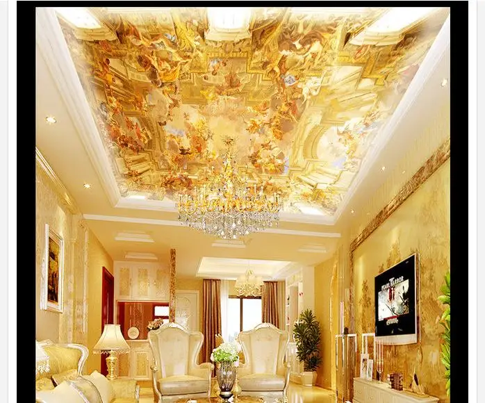 

3d custom mural non-woven wallpaper European royal garden of Eden hand-painted three-dimensional painting zenith ceiling murals