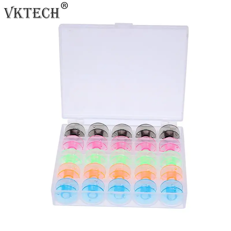 

6/25Pcs Colorful Plastic Empty Sewing Machine Spools Case Storage Box for Sewing Machine Metal Spool Bobbin Sewing Tools