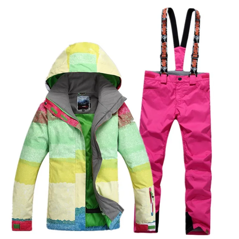 

High Quality Multicolor Women Ski Suit Sets Waterproof windproof Thick Winter Warm Clothes Snowboarding Costume snow Jacket+Pant