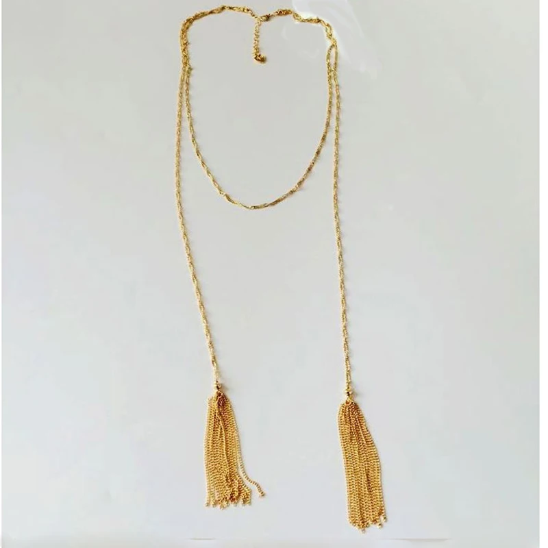 Elegant Twisted Copper Multi Chains Necklace For Women Gold SIL Cute
