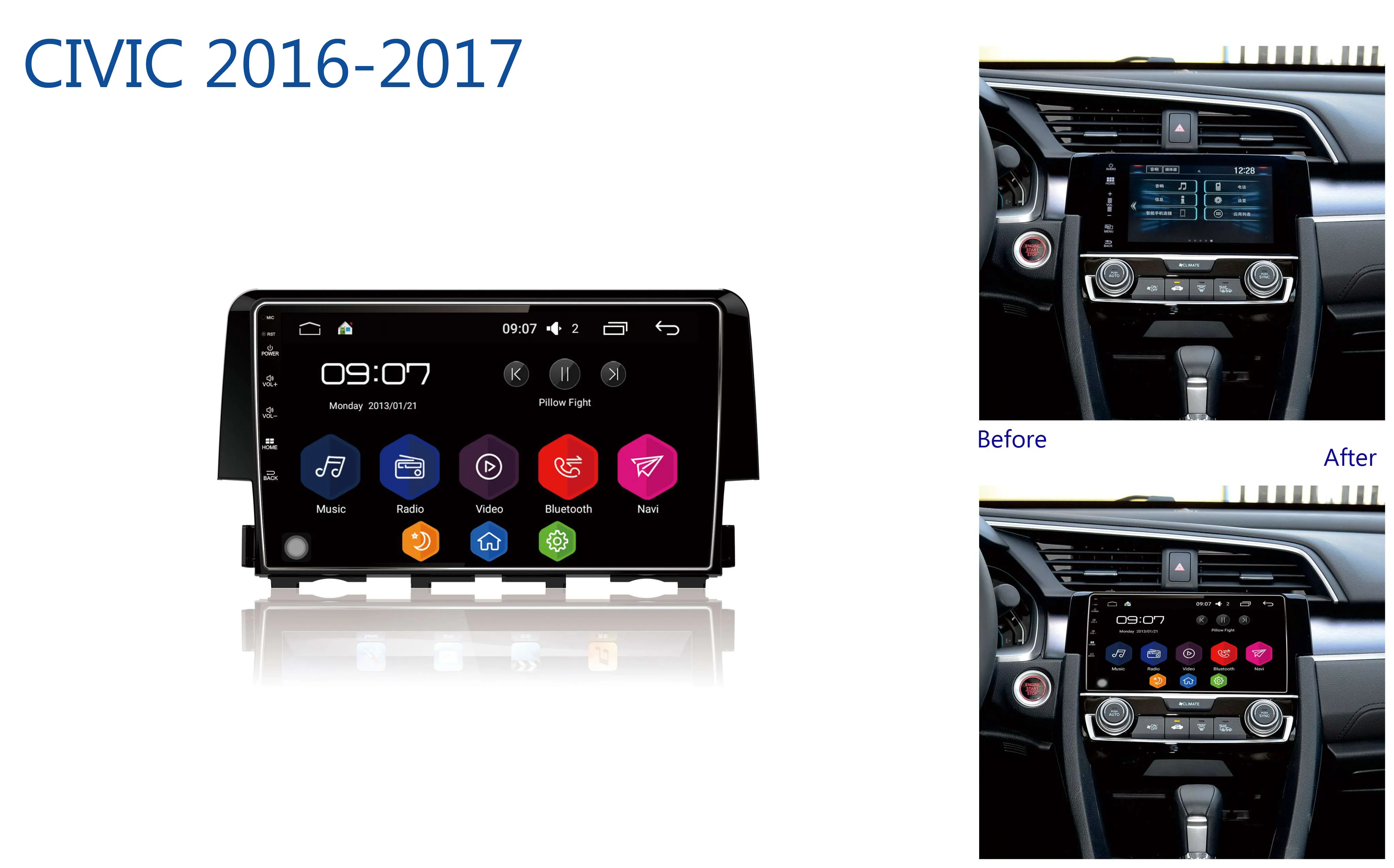 Sale for radio CIVIC Honda  2016-2019 9 inch car multimedia player f in-dash android system navigation 1
