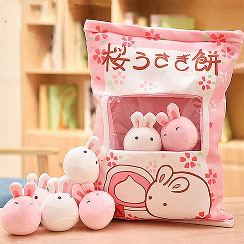 Pacote de Crianças de Pelúcia Bonito Bolsas Grandes Lanche Pudim Coelho Travesseiro Boneca Simulação Inovador Lanches Bonecas um Animal 1pc 45cm 5 coelho travesseiro boneca simulação inovador lanches lanche