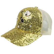 Winfox черные желтые женские вечерние шапки с хвостом бейсбольная кепка с блестками блестящая грязная булочка шапка с блестками солнцезащитные очки