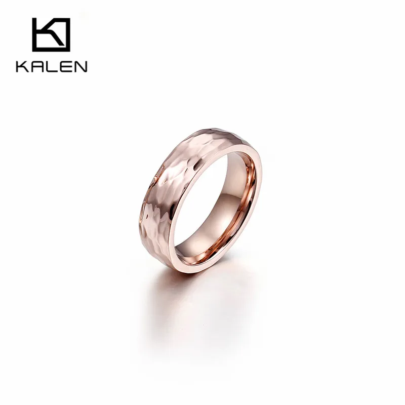 Kalen, новинка, циркониевые кольца для пар, нержавеющая сталь, золотые кольца на палец для мужчин и женщин, модные обручальные кольца, ювелирные изделия - Цвет основного камня: rose gold round ring