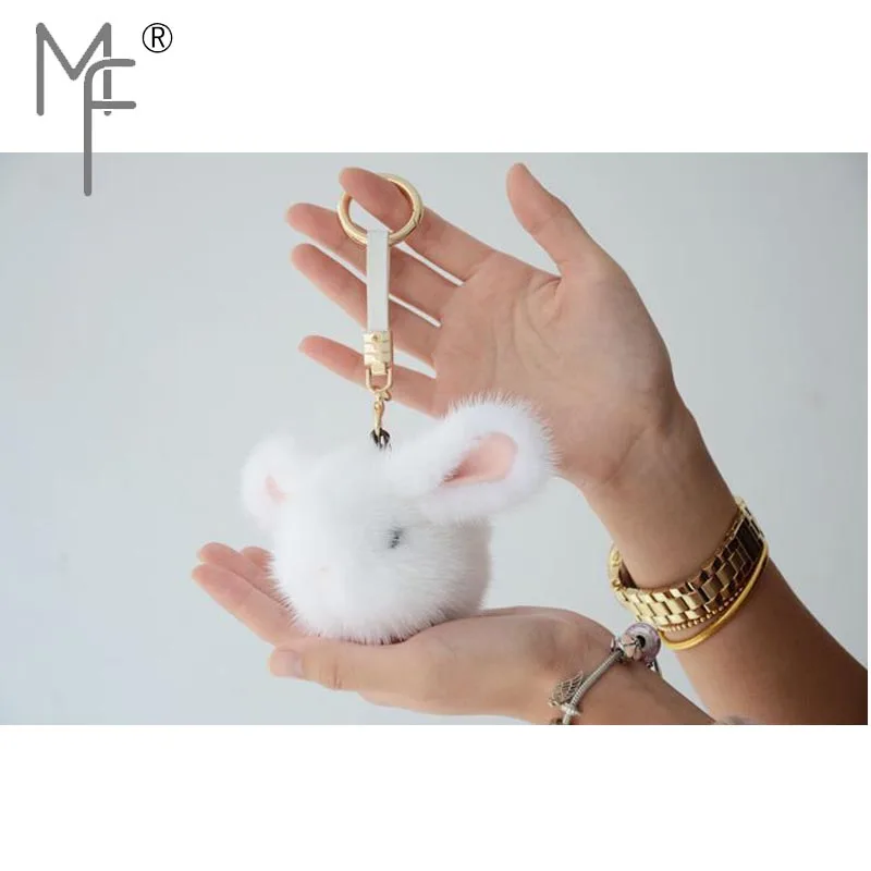 Сумка брелок Magicfur 9 см/6 см с натуральным мехом норки и кроликом мини подвеской для