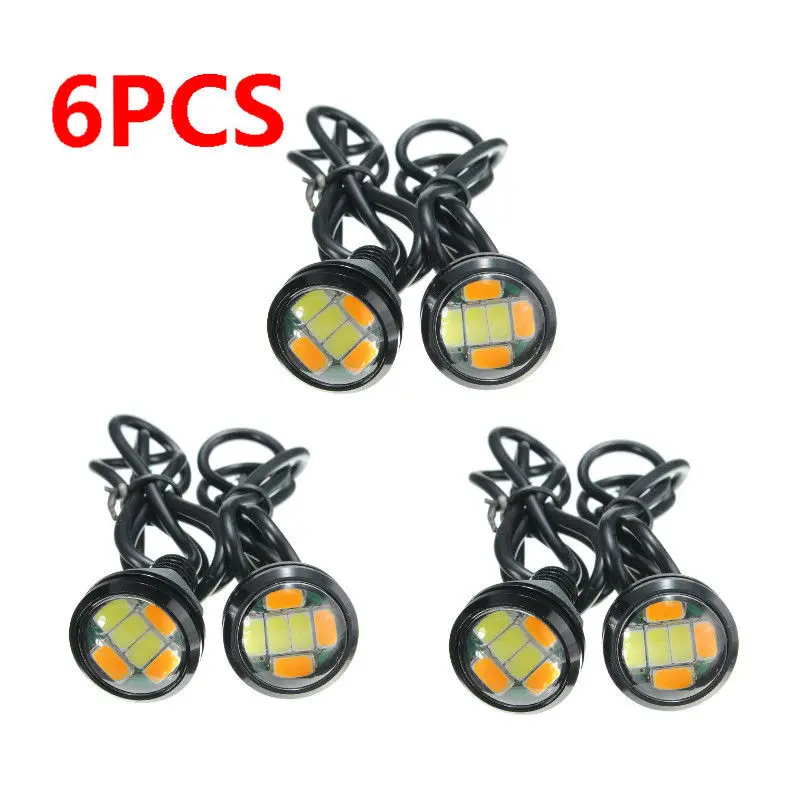 

6X 12V DC 23MM 5730 6 LED Eagle Eye Daytime Running Dual Color DRL Light Switchback Turn Signal Lamp