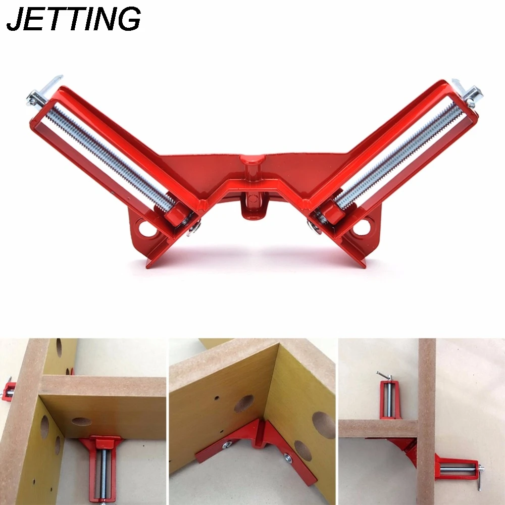 JETTING 1Pcs Red Adjustable Jaws 90 Degree Right Angle Clip Aluminum Picture Frame Corner Clamp Woodworking Hand Tool Kit