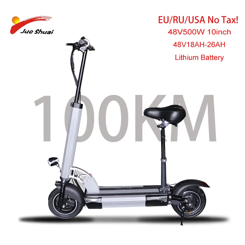 Discount 48V 500w electric scooter long distance 100km 26AH 10" powerful electric skateboard patinete electrico adulto foldable e scooter 0