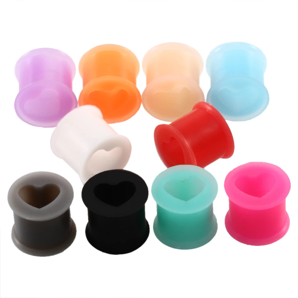 

2pcs/lot Silicone Ear Gauge Ear Plugs and Tunnels Ear Piercings Heart Ear Stretcher Expanders Earrings Body Jewelry Piercings