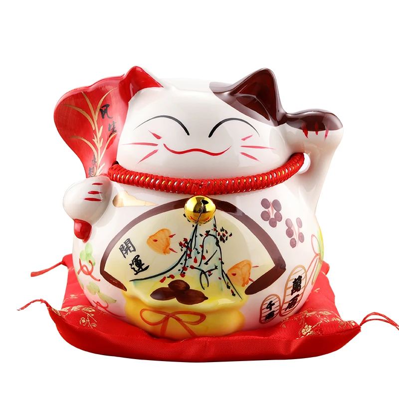 10 дюймов Maneki Neko керамика Lucky Cat домашний декор фарфоровые декоративные украшения бизнес-подарки Фортуна кошка копилка фэншуй ремесло подарок