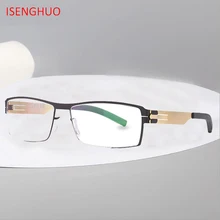 ISENGHUO без винта IC уникальные дизайнерские очки оправа мужские оправа для очков, при близорукости очки Gafas de grau
