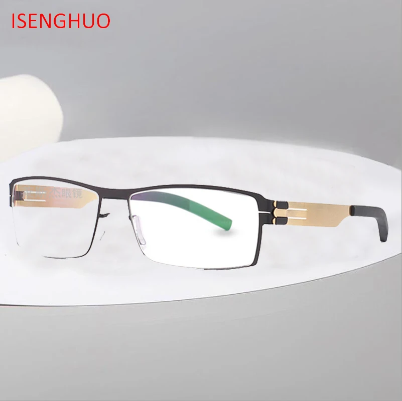 

ISENGHUO New No screw IC Unique Design Eyeglasses Frames Men Myopia Spectacle Frame Glasses Gafas de grau
