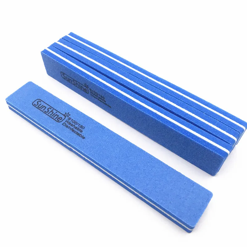 

Professional Nail Files Nail Buffer 100\180 Grit Buffing Slim Square Nail Makeup Tools Diamond Spong Nail File Salon 4 Pcs Blue
