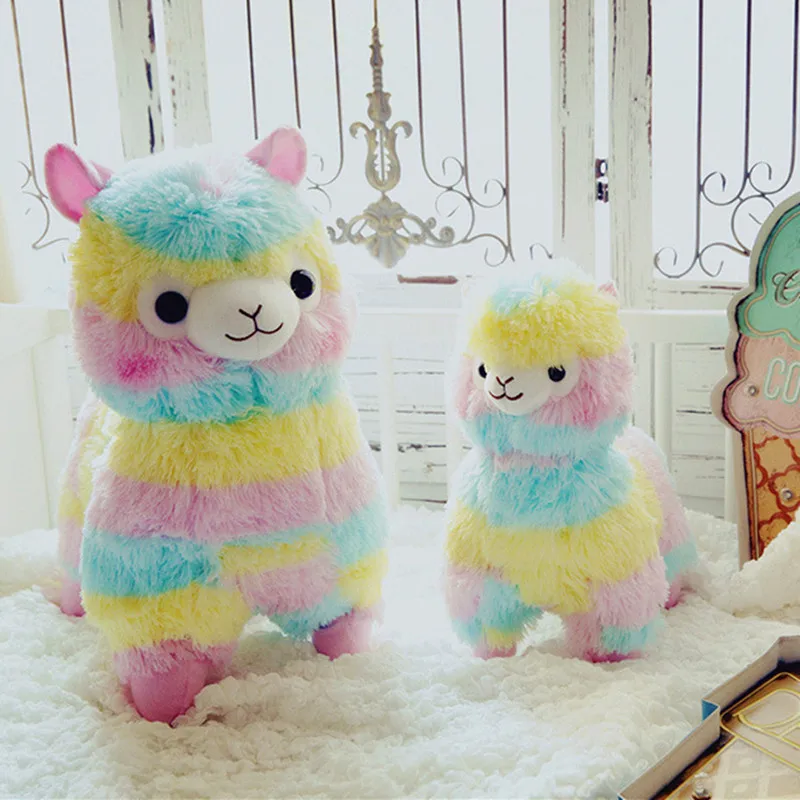 

1pcs Rainbow Alpaca Stuffed Plush Toy Doll Rainbow Horse Lama Animals Soft Cotton Toys For Children Birthday Valentine Gifts