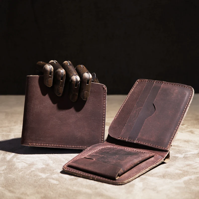 

The original Crazy Horse Leather Wallet hand Men head layer pure leather simple retro old wallet license clip