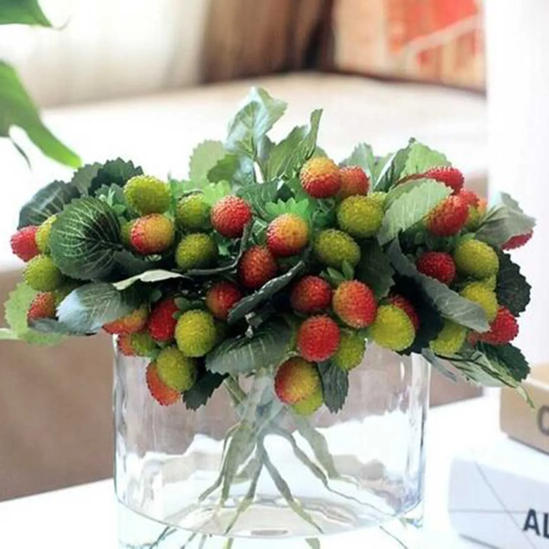 9 Head Fake Fruit Strawberry Decoration Flower Artificial Fruit Paddle