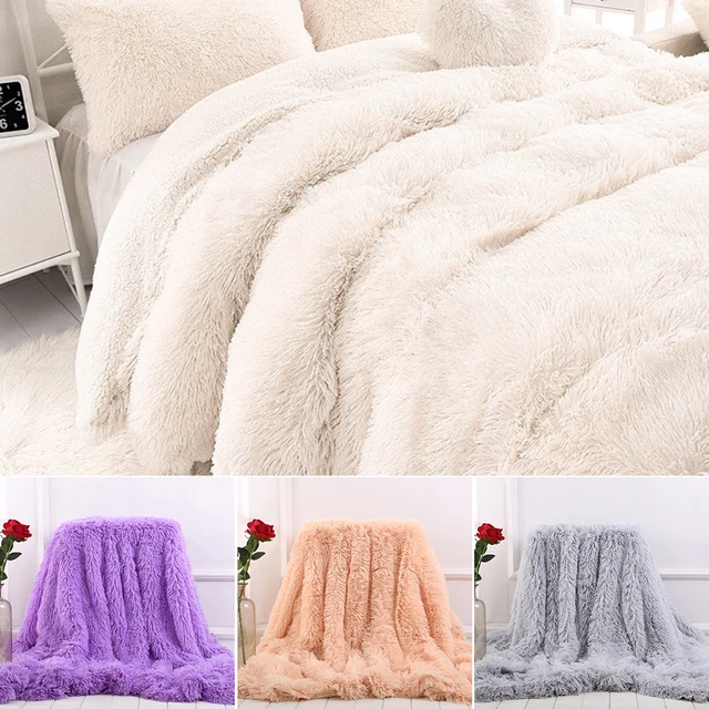 Faux Fur Blanket Soft Fluffy Sherpa Throw Blankets for beds cover Shaggy Bedspread plaid